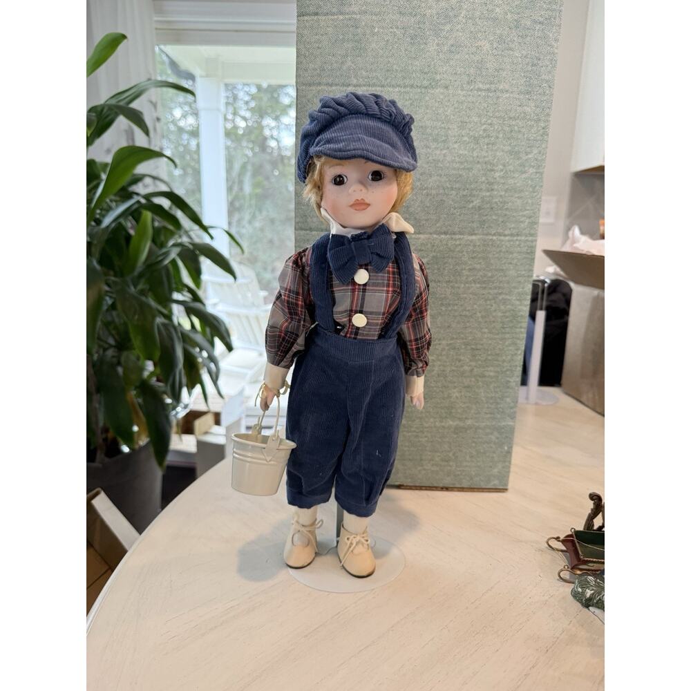 House Of Lloyd 16” Jack Porcelain Doll Vintage New In‎ Box Blue Boy Pail